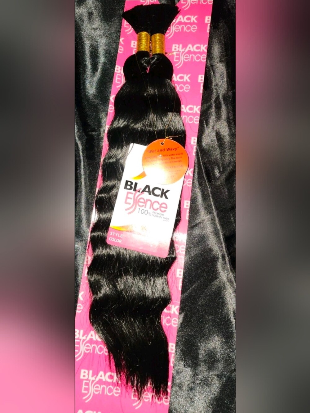 Black Essence 100% Human Hair Bulk Braiding Wet & Wavy 14"-16" Color 1
